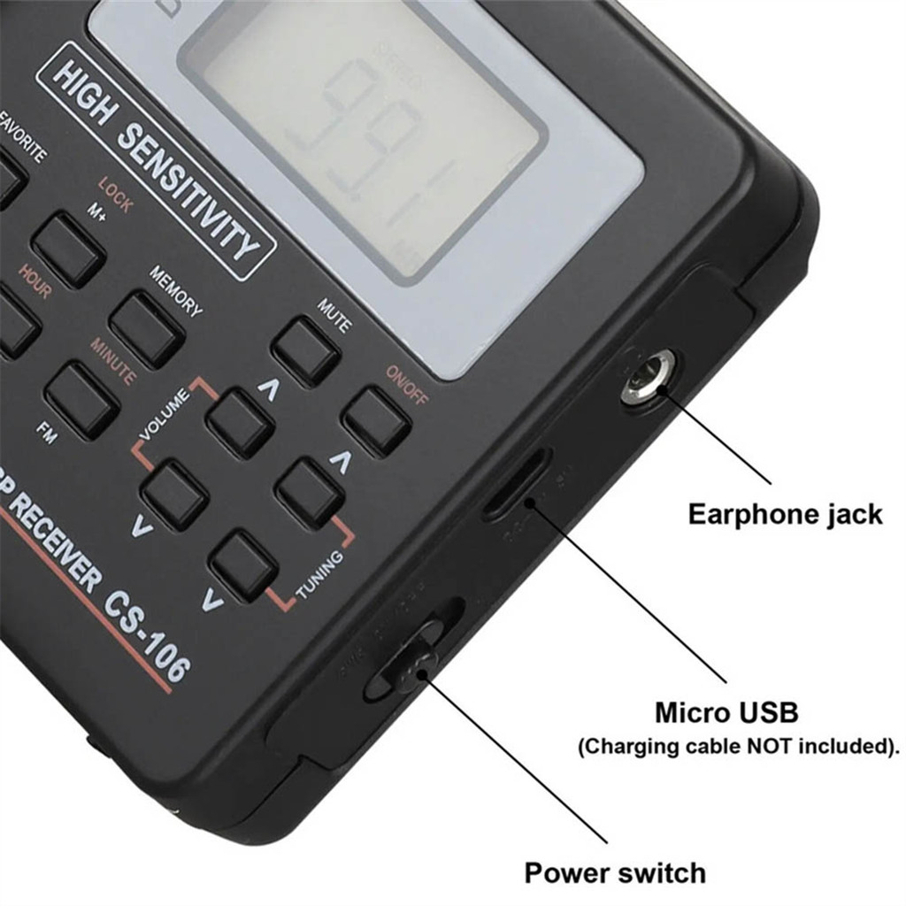 A06RP Full Band Radio AM/SW/LW/TV/FM Radio Full Frequency Receiver Receiving FM Radio with Timing