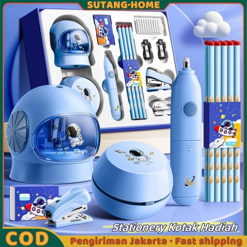 

SUTANG11 In 1 Electric Stationery Set Alat Tulis Elektrik Rautan Penghapus Vacuum Pensil / Anak Alat
