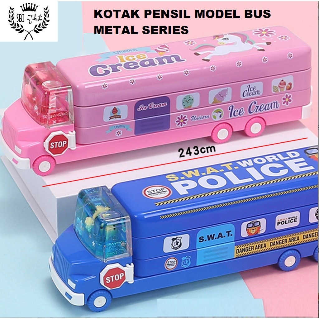 

Tempat pensil Kotak pensil Bus Double Decker Metal Series unik lucu
