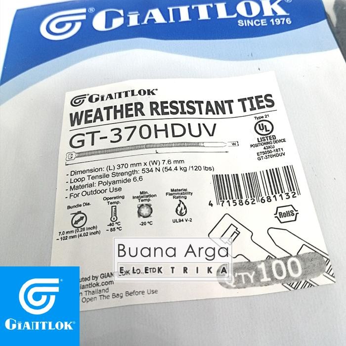 

Giantlok Kabel Ties Cable Uv Resistance Gt 370Stc 370 X 7.6 Mm Hitam