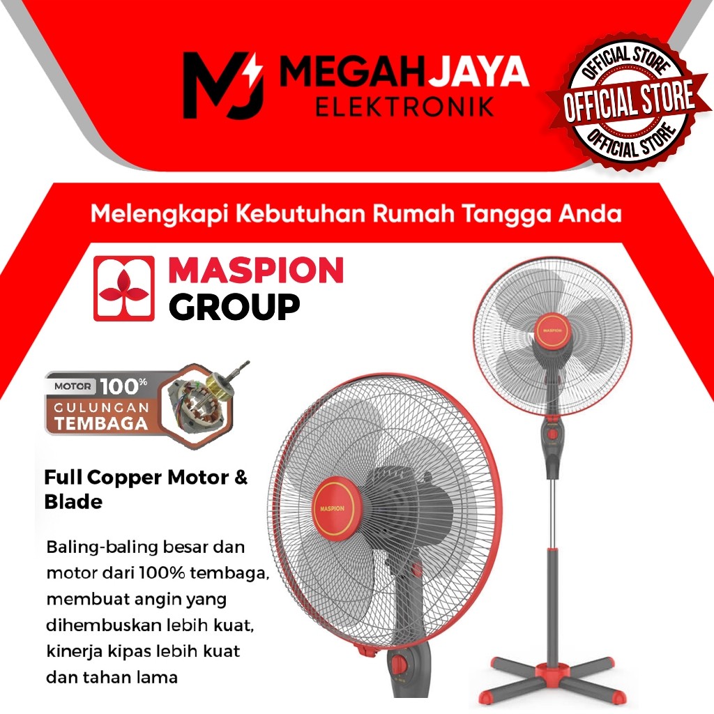 [COD READY] MASPION STAND FAN / KIPAS ANGIN EX1611 SX / EX-1611 SX / EX 1611 SX (16 INCH) GARANSI