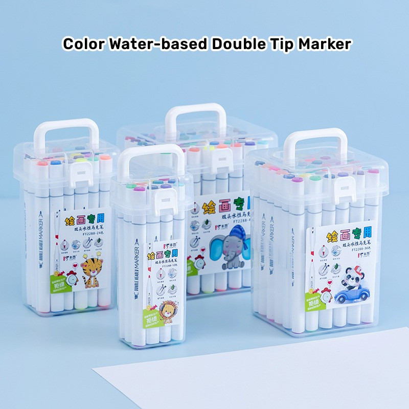 

UM1 Set 12/24/36/48 Warna Spidol Warna Sketch Marker 2in1 Spidol Sketsa Double Tip Siswa Sekolah