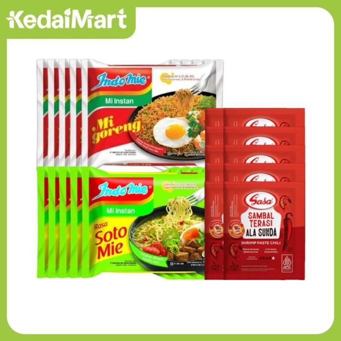 

EatFr3sh- KM Paket Bundling Indomie isi 10 + Sasa Sambal Terasi Ala Sunda Rcg