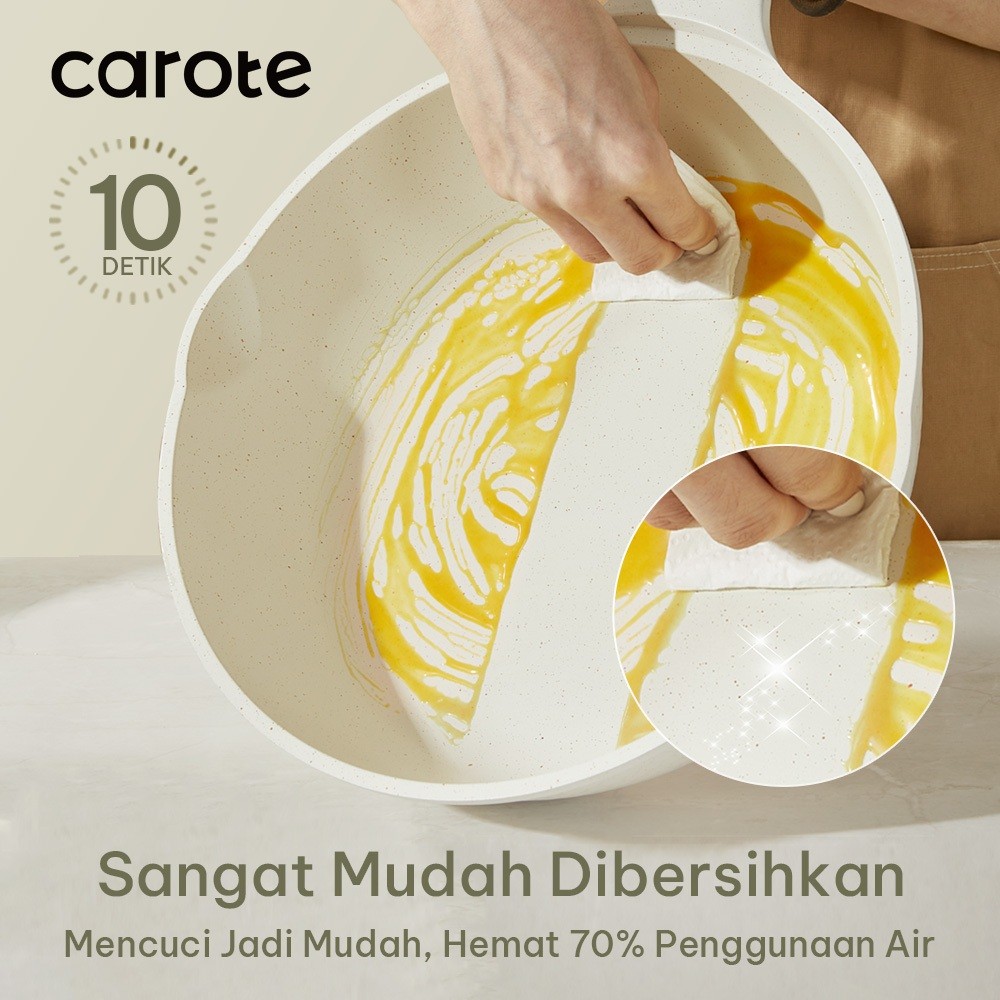 CAROTE Set Peralatan Masak Granit Anti Lengket, 7 pcs Panci dan Wajan Anti Lengket, Set Peralatan