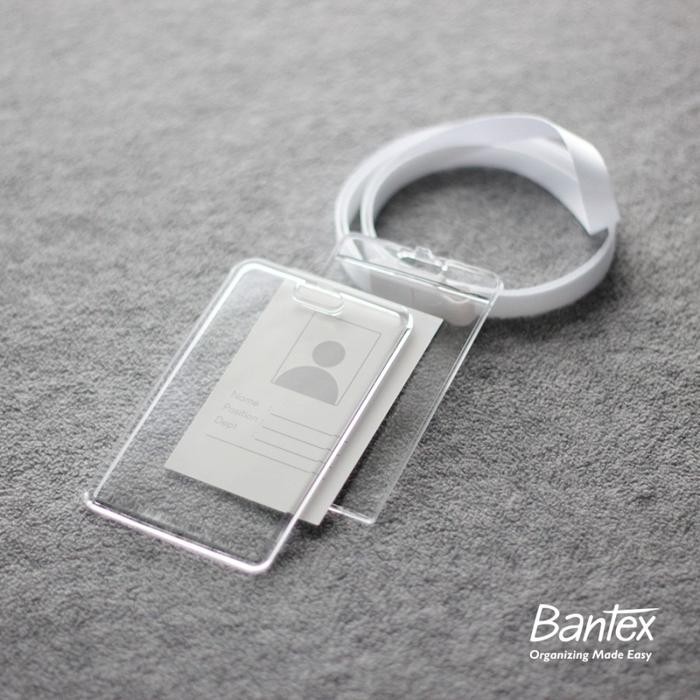 

No.OneBest- Bantex ID Card Transparan Tali Lanyard Portrait Name tag Holder #8868
