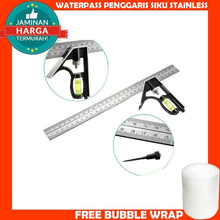 

No.OneBest- Penggaris Siku Tukang Waterpass Mistar Stainless