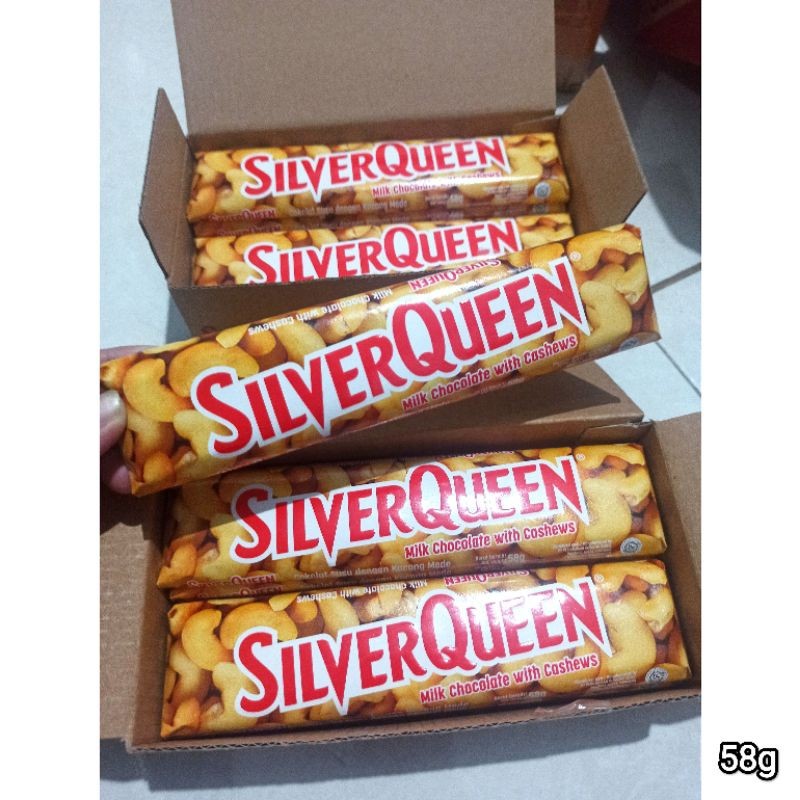 

Cemal Cemil Makyus Cokelat Silverqueen Cashew Almond 58G / Coklat Silverqueen Mede / Coklat Mete