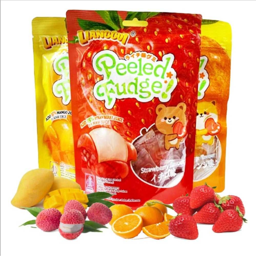 

Cemal Cemil Makyus Lianggui Permen Buah Jelly Kupas Rasa Buah Mangga Jeruk Lychee Strawberry /