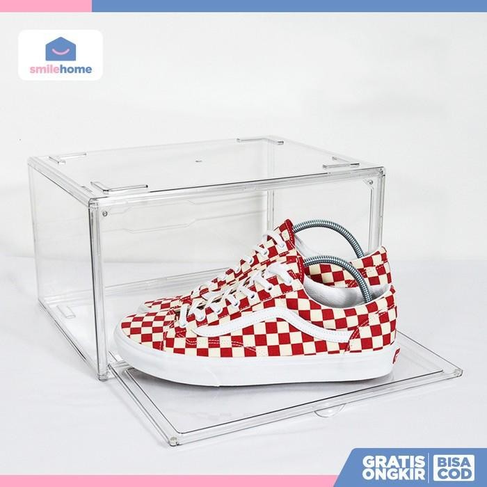 Acrylic Shoe Box Display Rak Kotak Sepatu Akrilik Transparan Besar