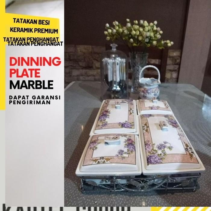 HOME WADAH SAJI MAKANAN PRASMANAN KERAMIK KOTAK MOTIF KING ISI SET 4