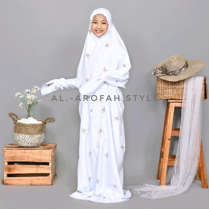 Modra- Mukena Terusan Anak Remaja Bunga Buket Mukena SMP/Anak SD Katun Travelling