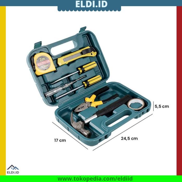 

Set Alat Perkakas Rumah Tangga 8 in 1 / Toolkit Box Pertukangan Obeng