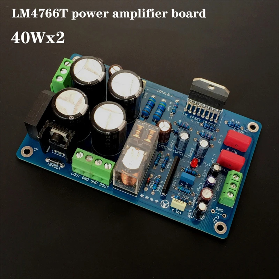 AC dual 12V-24V 40W+40W 8 ohms LM4766 2.0 channel stereo Power Amplifier Board with speaker Protecti