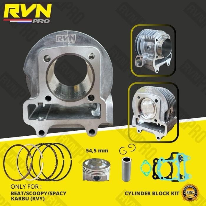 Blok Seher Boring Paket Bore Up Beat Karbu Scoopy Karbu Spacy Karbu Boreup 54.5Mm 54,5Mm 54.5 Mm