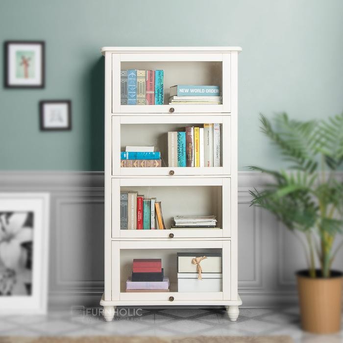 utamajaya- IFURNHOLIC Jeniffer 4 Glassdoor Bookcase Lemari Kaca Lemari Buffet