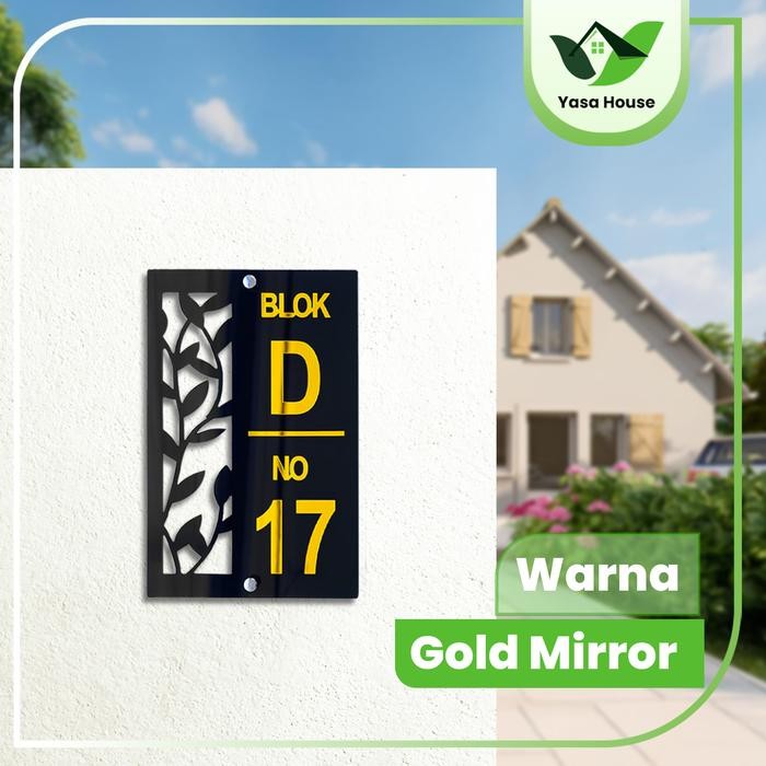 Yok Di Co. Plat Rumah Custom / Nomor Rumah Custom/Plat Rumah Type Daun/Akrilik