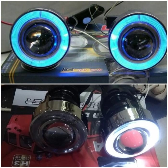 PREMIUM Lampu Kabut / Fog Lamp Projector Angel Eyes Nissan march