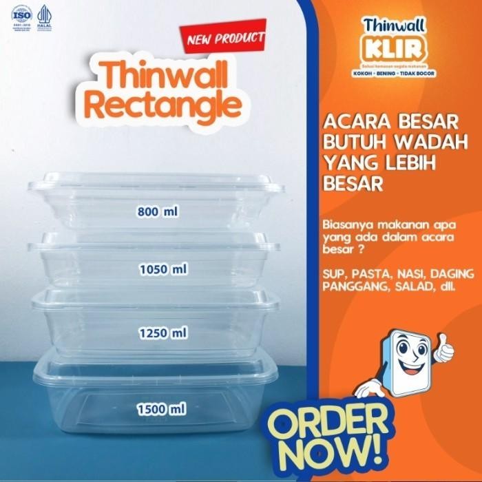 MASIH READY THINWALL KLIR / FOOD CONTAINER PERSEGI PANJANG TUTUP CEMBUNG 1500 ML