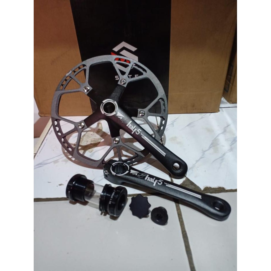 Crank Set Sepeda Gt Half5 56T Hitam Folding Bike Ht2 Hollowte2