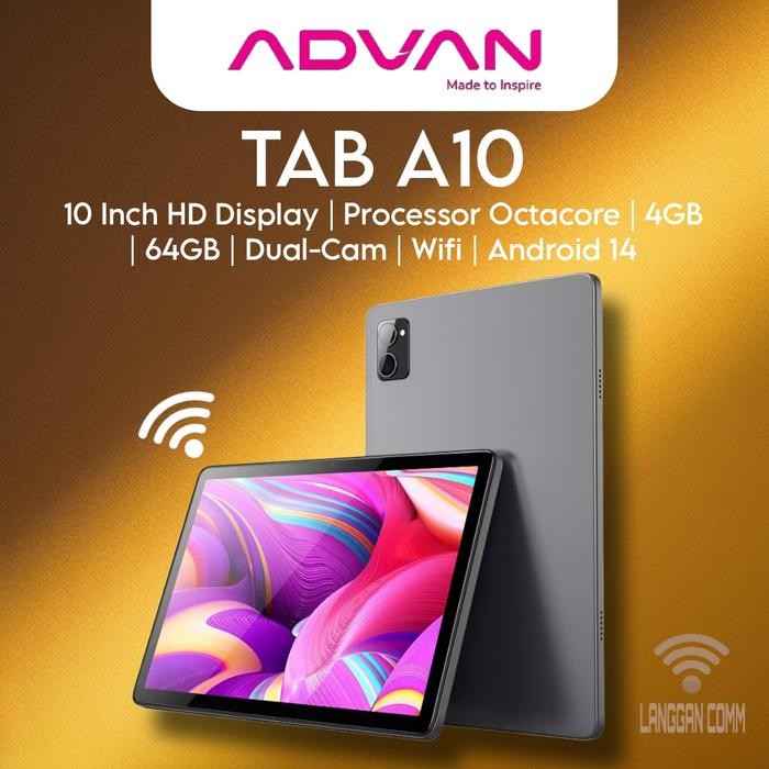 Siap- Advan Tab A10 Tablet Android Layar 10 Inch Processor Octacore Ram 4Gb Storage 64Gb Os