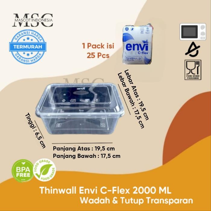 Thinwall Envi Colour 2000 Ml/Food Container/Wadah Makanan