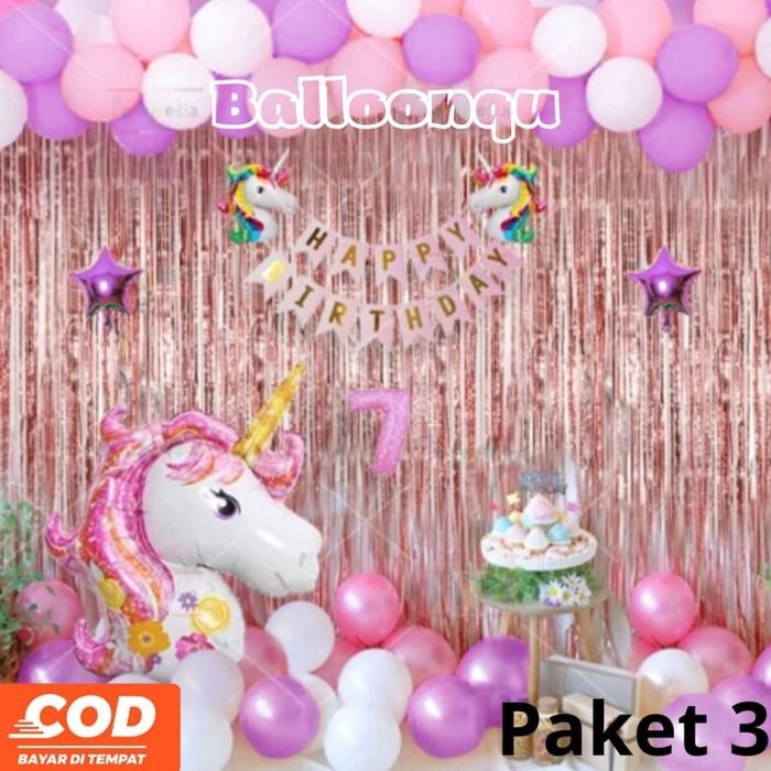 Gala Galore Paket Dekor Balon Ulang Tahun Tema Unicorn Anak Perempuan
