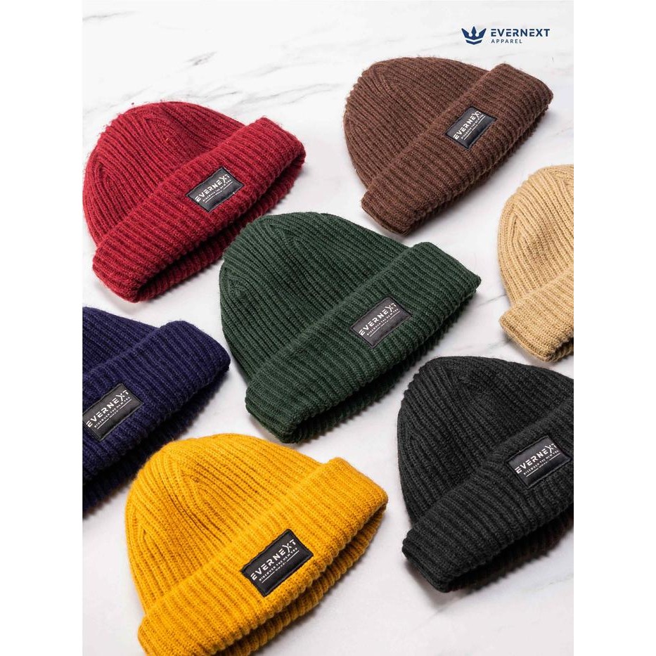Evernext Beannie Hat Topi Rajut Pria Topi Kupluk Musim Dingin Topi Streetwear Pria Distro Terbaru