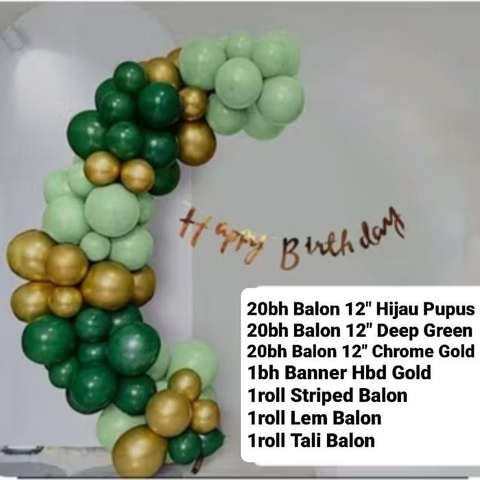 PAKET DEKORASI BALON HBD HIJAU