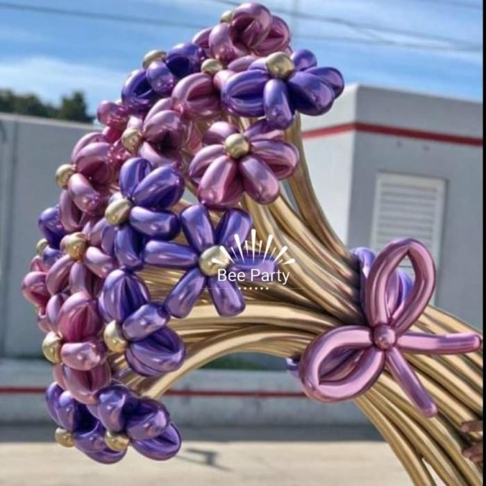 BALON PANJANG CHROME ISI 100 / BALON PENTIL CHROME METALIK