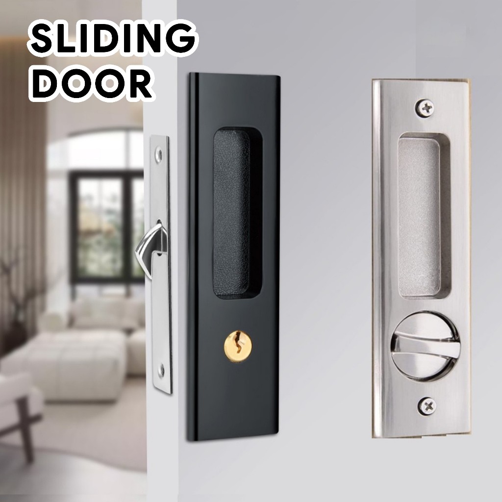 HANDLE PINTU SLIDING KUNCI PINTU SLIDING GESER SET INVISIBLE SLIDING DOOR LOCK LATCH HANDLE SET