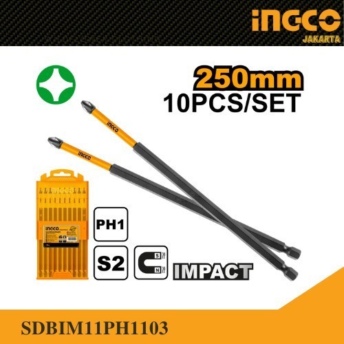 Dexie_Store Mata Obeng Panjang (Ph1 250Mm) Pcs Impact Screwdriver Bit Ingco Sdbim11Ph1103