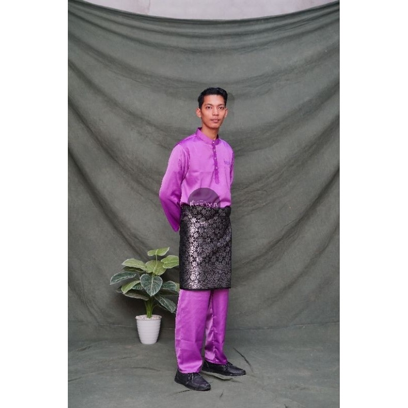 Best Sale Setelan Baju Teluk Belanga Pria Kurung Melayu Baju Koko Muslim Satin Silk Premium
