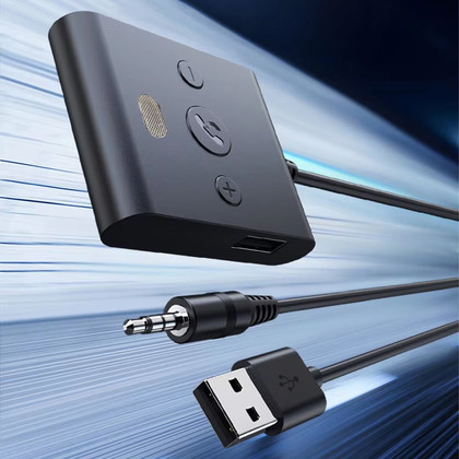 Adapter Receiver Bluetooth USB & AUX dengan Mic, Plug & Play untuk Mobil & Speaker Aktif, Telepon Ha