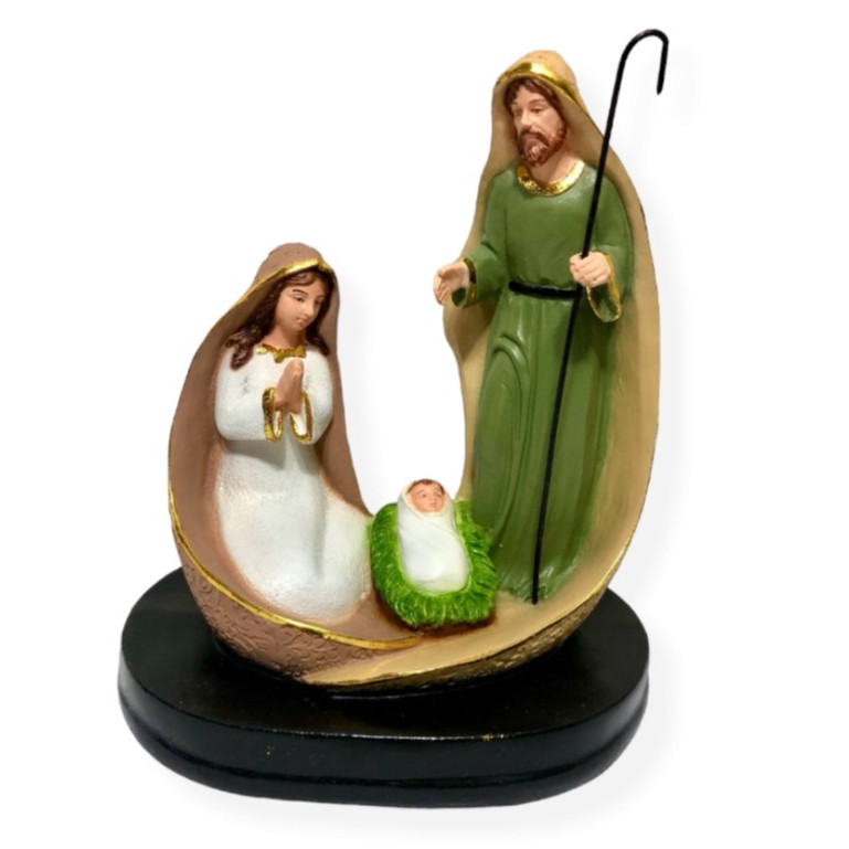 Patung Kelahiran Yesus Coklat Tongkat Patung Rohani Bayi Yesus Lahir 20cm Pajangan Patung Natal