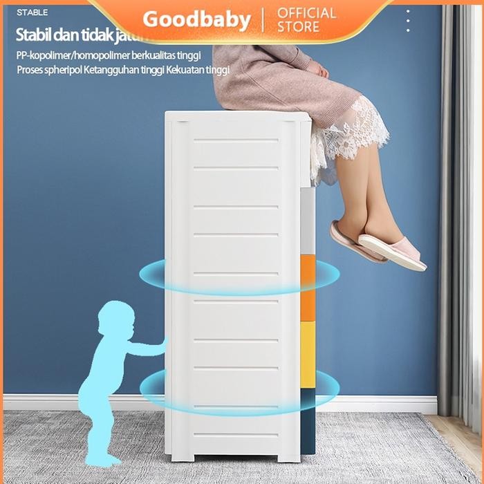 (BestSeries) Lemari Pakaian Tingkat Lemari Pakaian Susun Plastik Roda Rak Susun Penyimpanan Cabinet