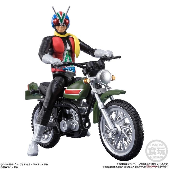 shodo x showa heisei kamen rider V3 riderman + machine bike bandai