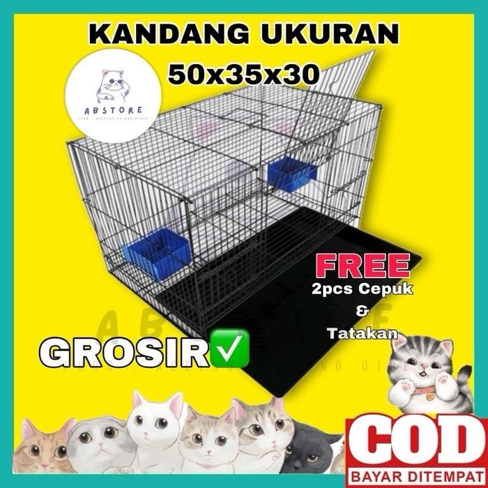GROSIR Kandang Besi Lipat 50x35x30 Umbaran Kandang Burung Love Bird Kandang Kucing Kandang Anjing