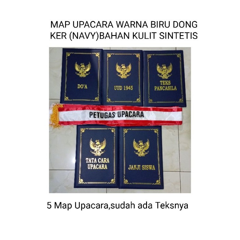 

PAKET 5 MAP BINGKAI UPACARA BENDERA WARNA NAVY SUDAH ADA TEKSNYA/bahan kulit sintetis