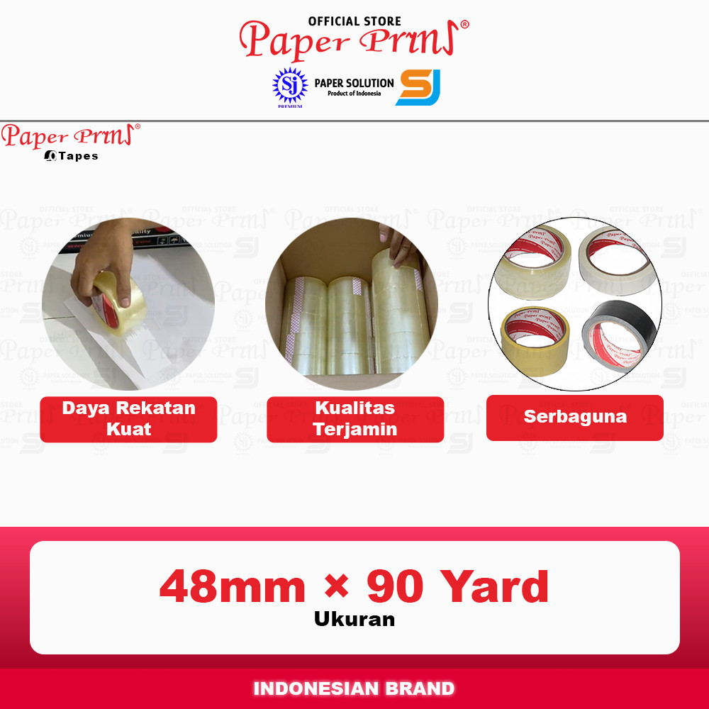 

Lakban Bening Packaging Tape Paperyns 2 Inci 48mm X 90 yard (@1 Slop isi 6 Roll)
