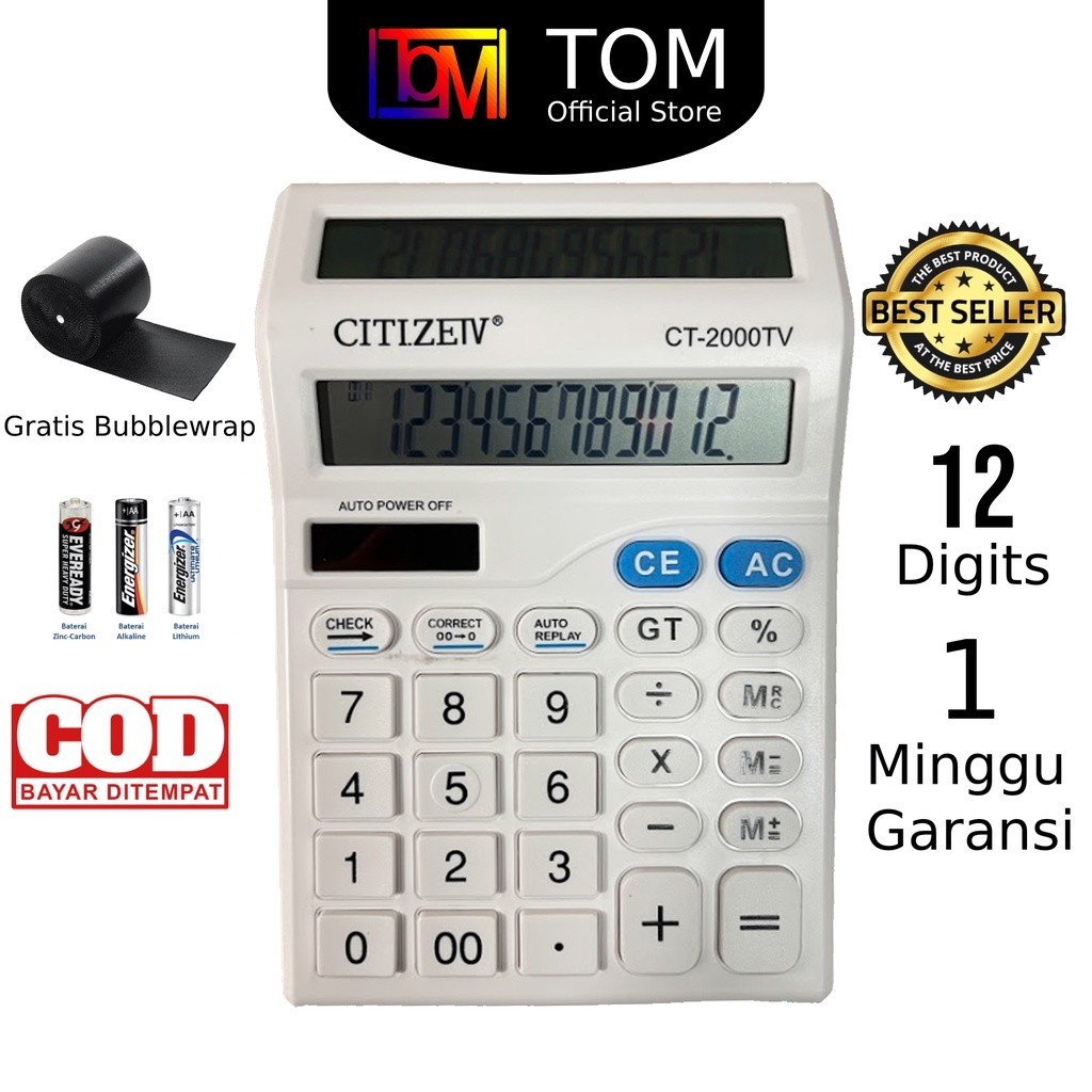 

Kalkulator 2 Layar CT-2TV 12 Dit - Calculator Check Dual 2 Power