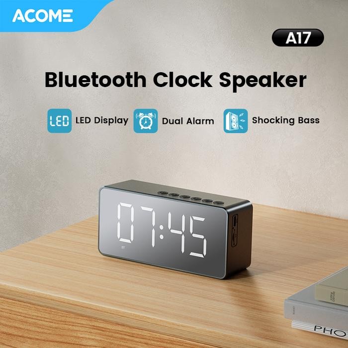 BISA ACOME Special Bundling Speaker Bluetooth 5.2 Jam Alarm LED Display Shocking Bass A17 + ACOME