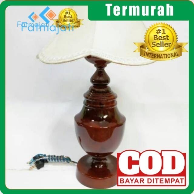 FATMAJATI Hiasan Kamar Lampu Meja Antik Kayu Jati Asli Blora *