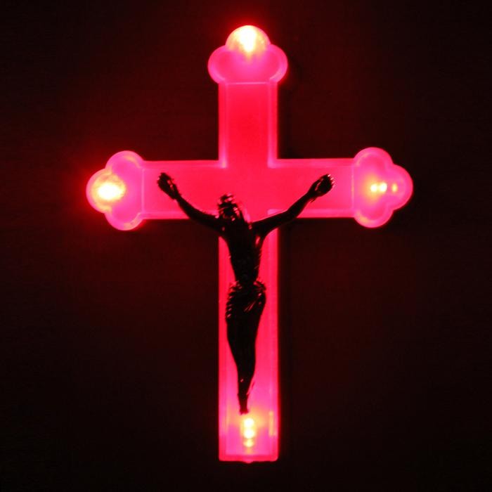 Lampu Salib us LED Hiasan Dekorasi Natal (Merah) *