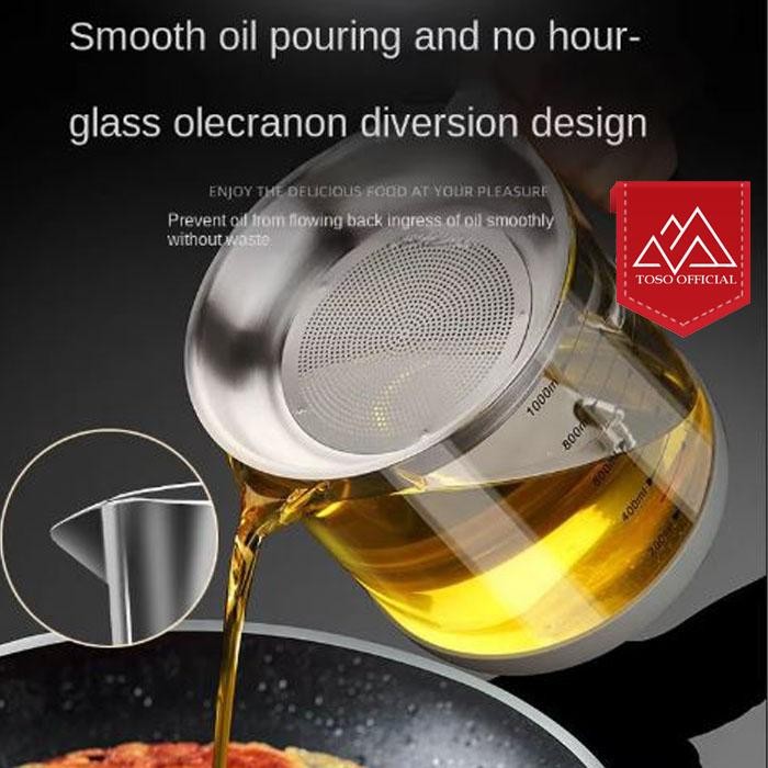 SS- Oil Pot Kaca Borosilikat Tempat Saringan Minyak Penyaring Minyak Goreng Kaca Tahan