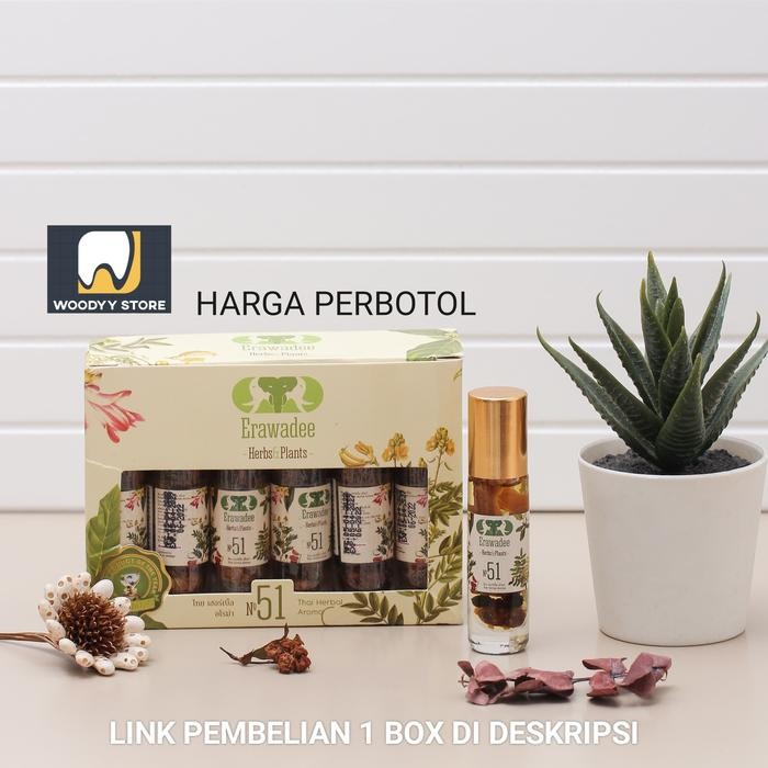 Minyak Angin Erawadee 51 YA DOM Herbal Original Thailand Roll on