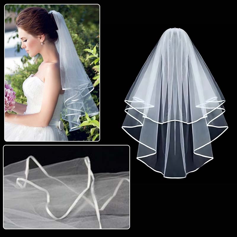 60cm Slayer Pengantin Hijab White Veil Headpiece Wedding Veil Pengantin Premium Veil Polos Slayer