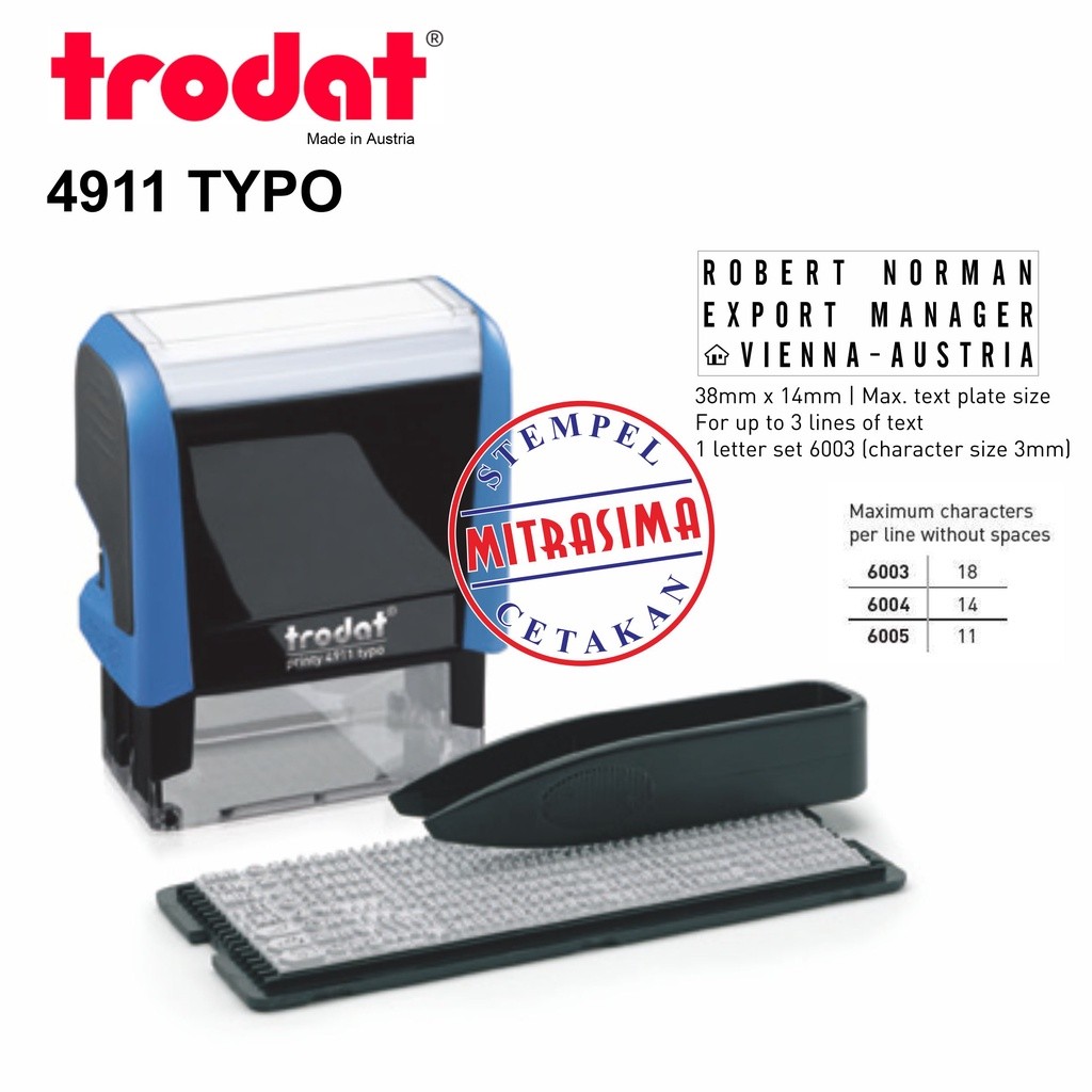 

pel Trodat 4911 Typo ( pel Typo bentuk persegipanjang )