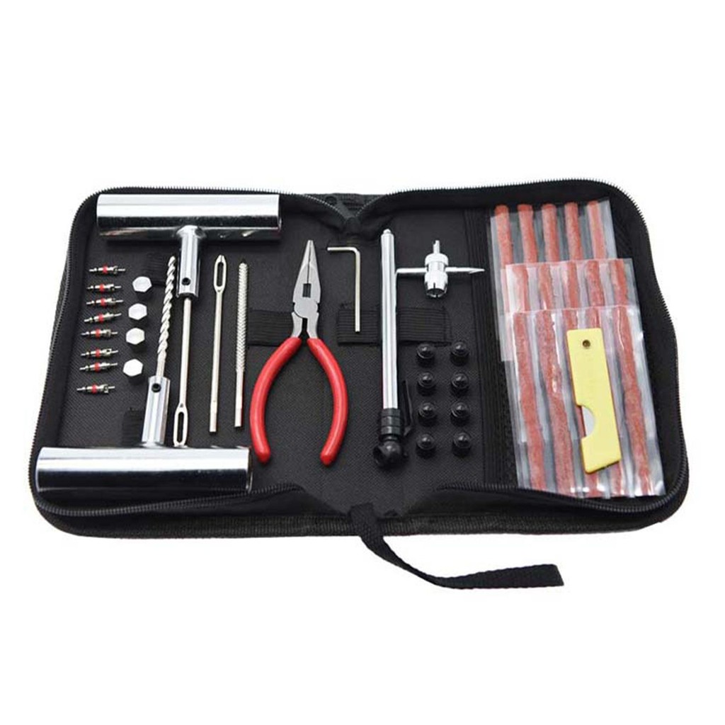 46Pcs Emergency Tire Repair Kit Motorcycle Anti-Puncture Kit Flat Tyre Repair Kit Patch Repair