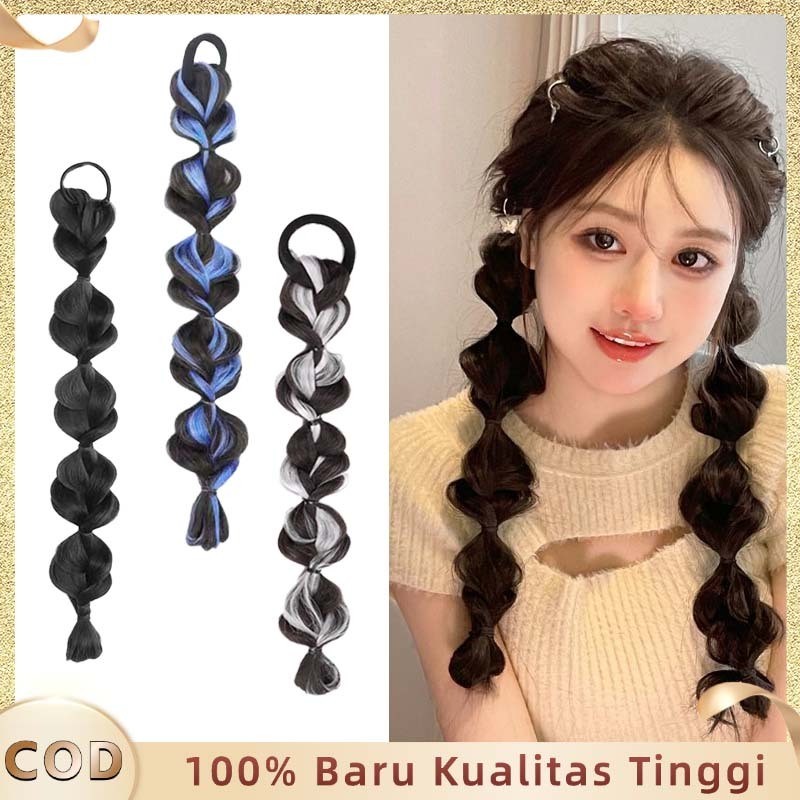 Kuda Kepang Ponytail Twist Kepang Rambut Palsu Rambut Rambut Palsu Sintetis Kepang