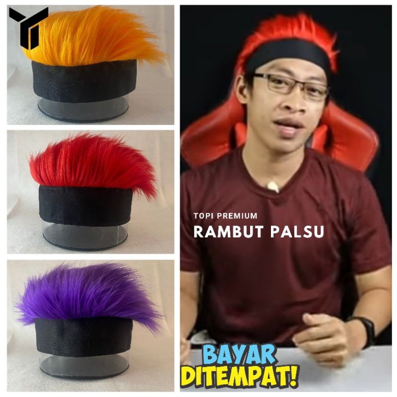 Topi Rambut Palsu wig Pria Premium Naruto Bulu Wig Pria Rambut Asli